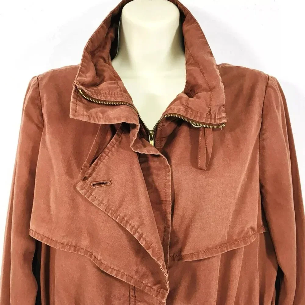 Anthropologie Cartonnier Sz 2 Cargo Utility Safari Rust Jacket Drawstring Zip